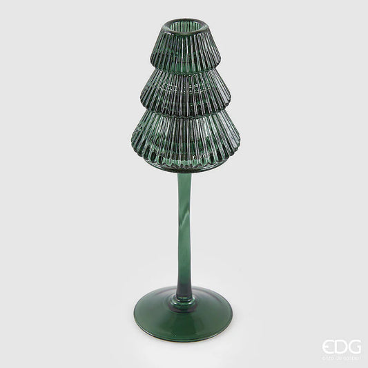 EDG - Portacandela Vetro Pino H 25 cm Verde