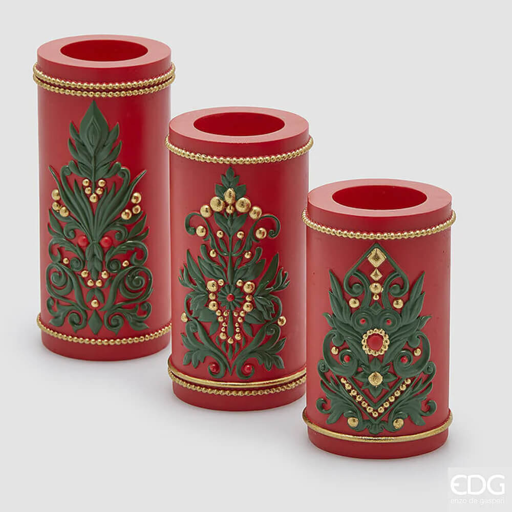 EDG Set 3 Portacandele Xmas Cilindro