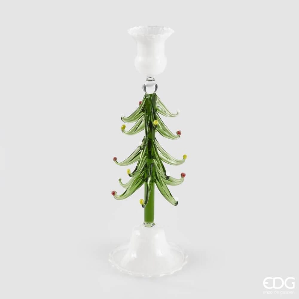 EDG PortaCandela Albero Natale Vetro H 24 cm