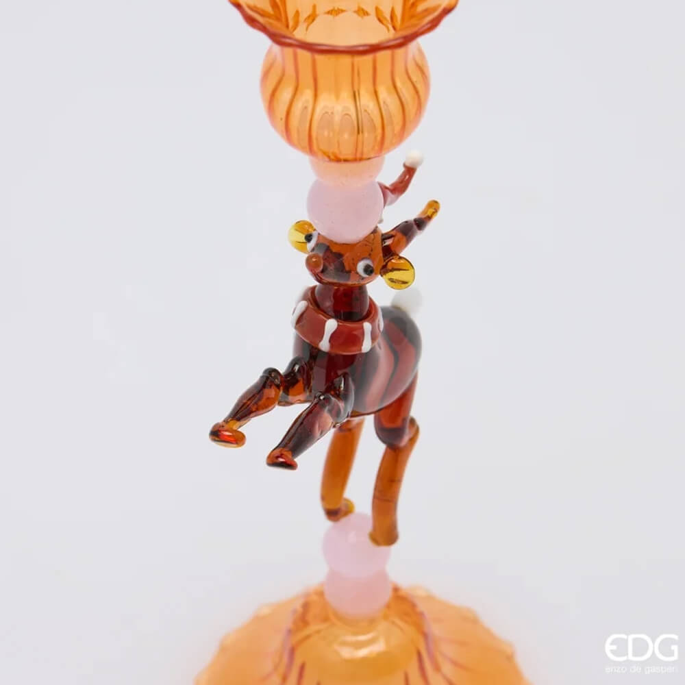 EDG Portacandela Renna Vetro H24 D8,5 cm