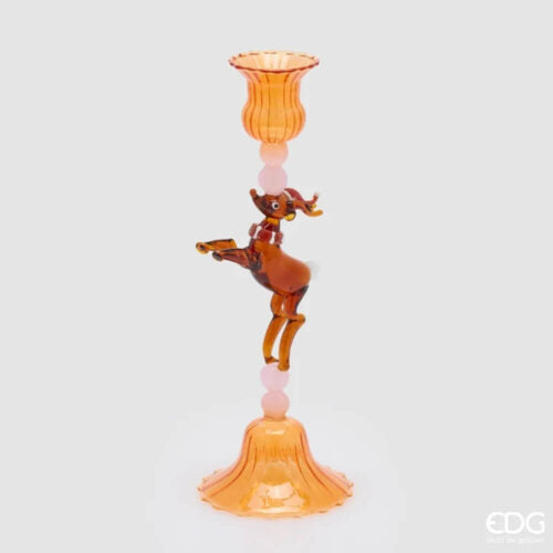EDG Portacandela Renna Vetro H24 D8,5 cm