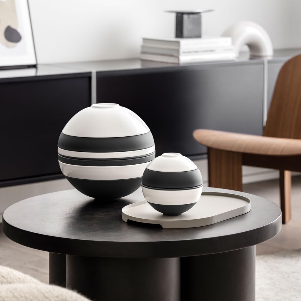 Villeroy & Boch - La Boule Black & White, set da tavola 7 pezzi per due persone, Porcellana Premium