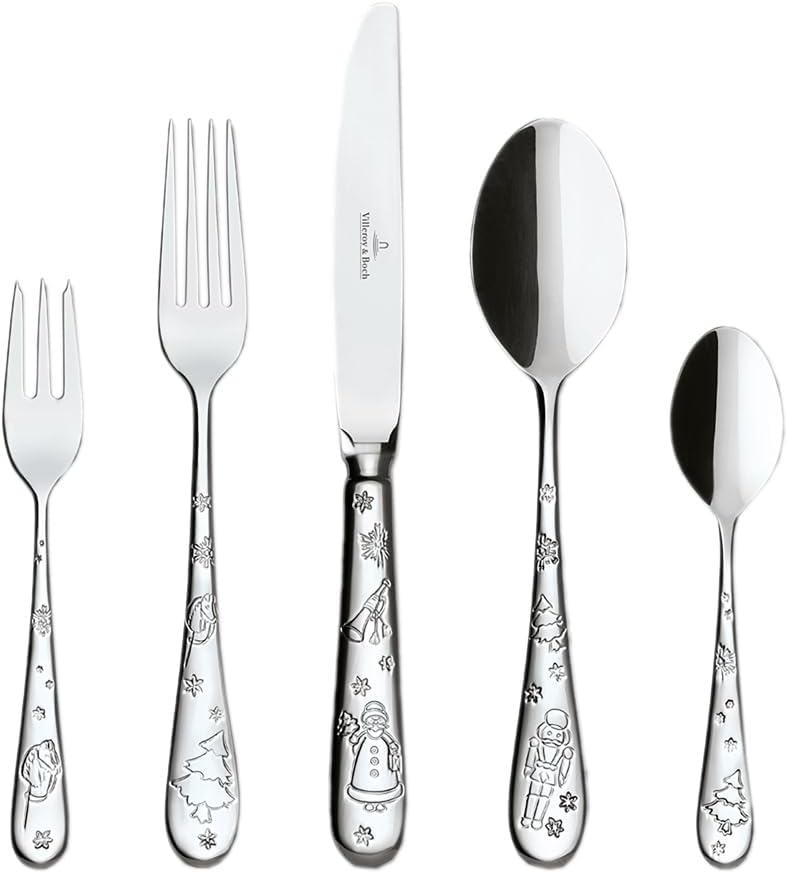 Villeroy & Boch – Toy's Delight set di posate 30 pezzi per 6 persone in acciaio inox, 6 cucchiai, 6 forchette, 6 coltelli, 6 cucchiaini da caffè e 6 forchettine per dolci, lavabili in lavastoviglie