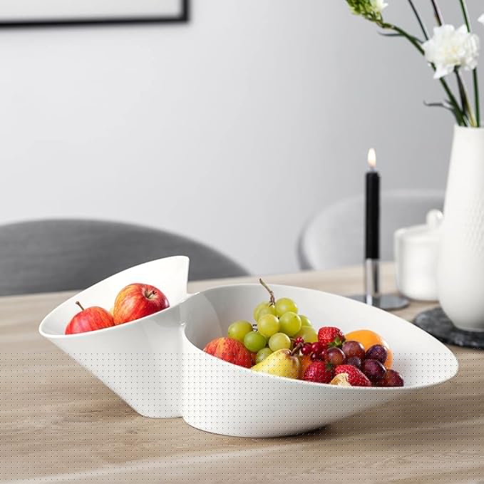 Villeroy & Boch NewWave Doppia Scodella Eye-Catcher Porcellana Premium, Bianco