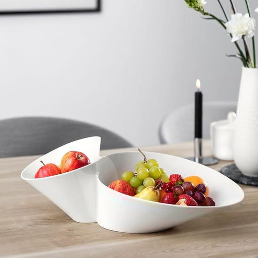 Villeroy & Boch NewWave Doppia Scodella Eye-Catcher Porcellana Premium, Bianco