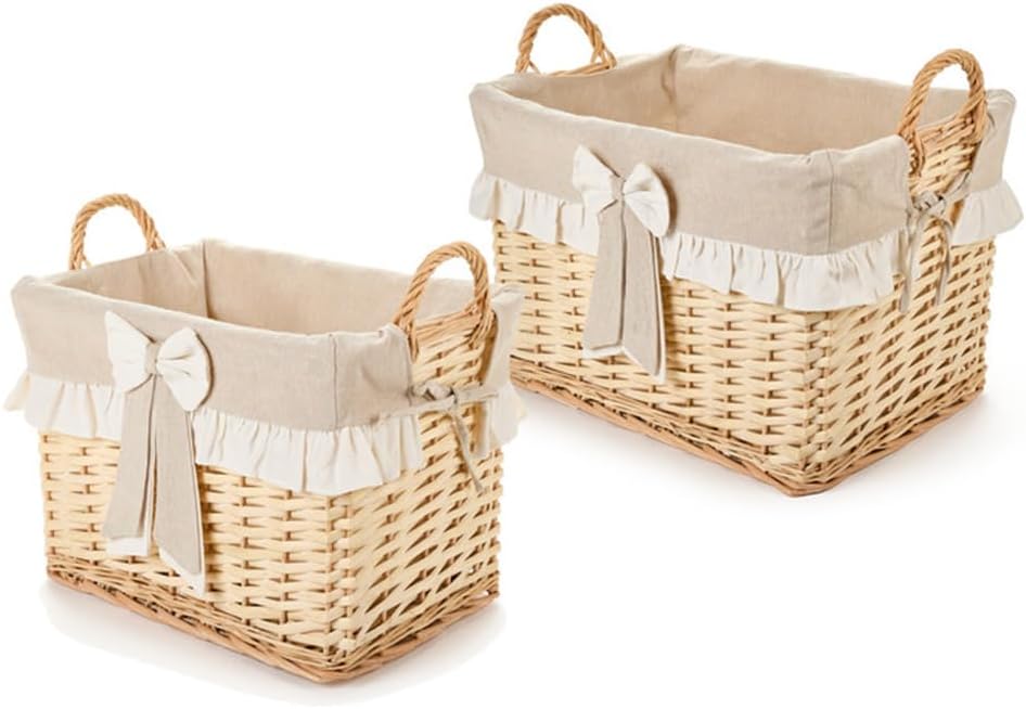 Nuvole di stoffa Set due cestini di vimini con manici D 44X33x30 CM