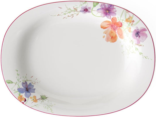 Villeroy & Boch Mariefleur Basic Piatto da Portata Ovale, Porcellana Premium, Bianco/Multicolore, 34 cm x 26 cm