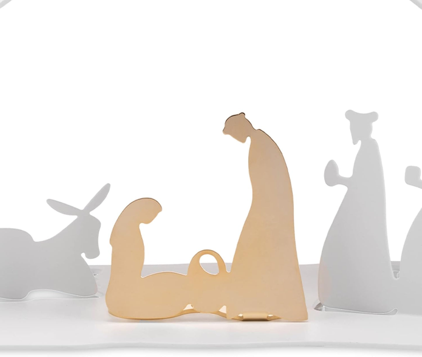 Alessi Bark Crib BM09 W -Natività- Presepe di Design in Resina e Acciaio Inossidabile con Particolari Dorati, Bianco