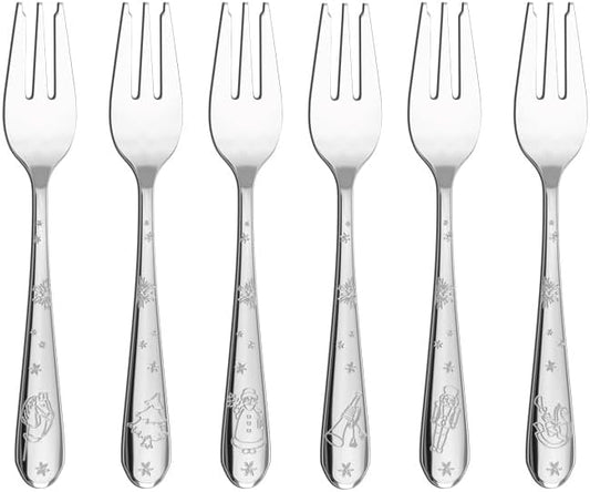 Villeroy & Boch - Toy’s Delight set di forchettine da dolce 6 pezzi argento, lavabile in lavastoviglie, posate in platino, set posate per 6 persone, forchette dessert, forchette piccole, acciaio inox