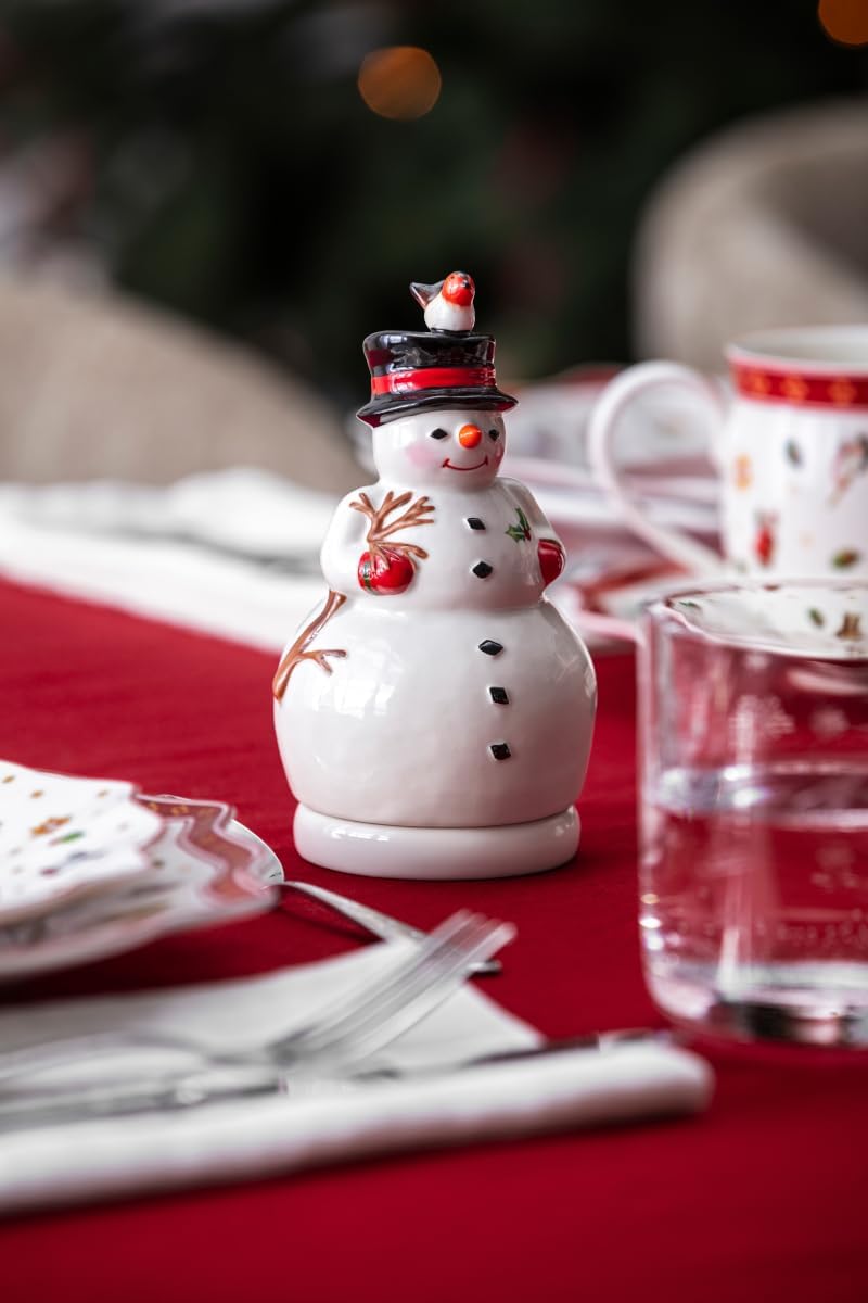 Villeroy & Boch Nostalgico Melody Pupazzo di Neve Figura Girevole, Bianco, 9 x 9 x 17 cm