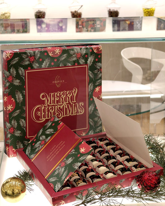 OREFICE Box Natalizia Con Deliziosi Cioccolatini Assortiti Tra Nudi E Bacetti 200Gr