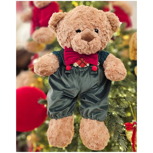 Fiori Di Lena Peluche Orsetto Di Natale Con Vestito Verde H40