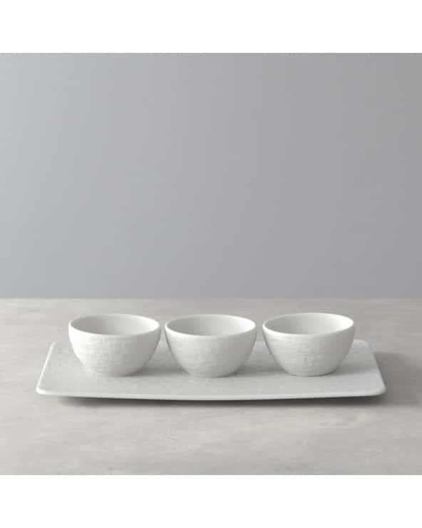 Manufacture Rock Blanc set di coppette per salse, bianco, 4 pezzi Villeroy & Boch
