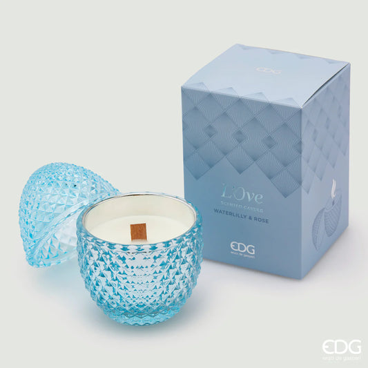 EDG Enzo de Gasperi Candela Uovo Ninfea e Muschio H12 D8 cm