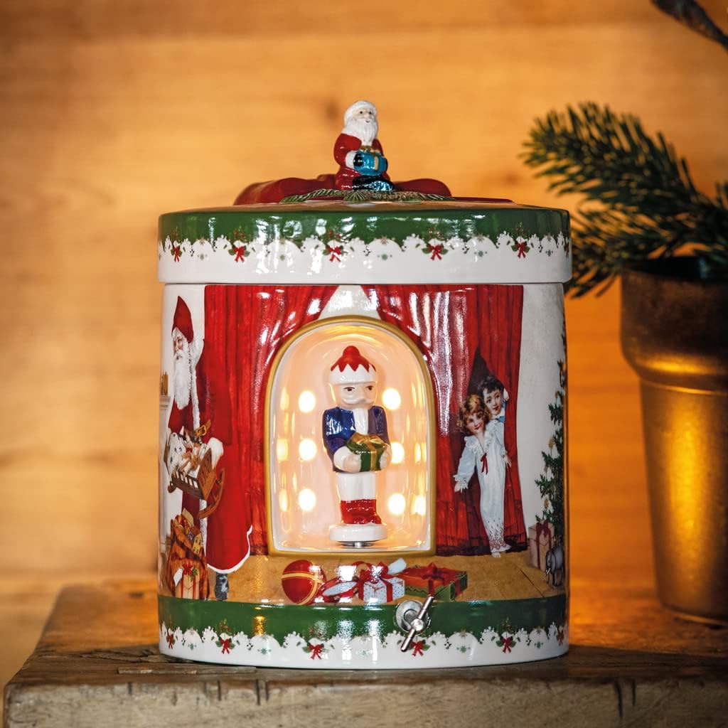 Villeroy & Boch - Christmas Toys, Pacchetto rotondo, Babbo Natale porta i regali, 17 x 17 x 22cm, Porcellana, multicolore