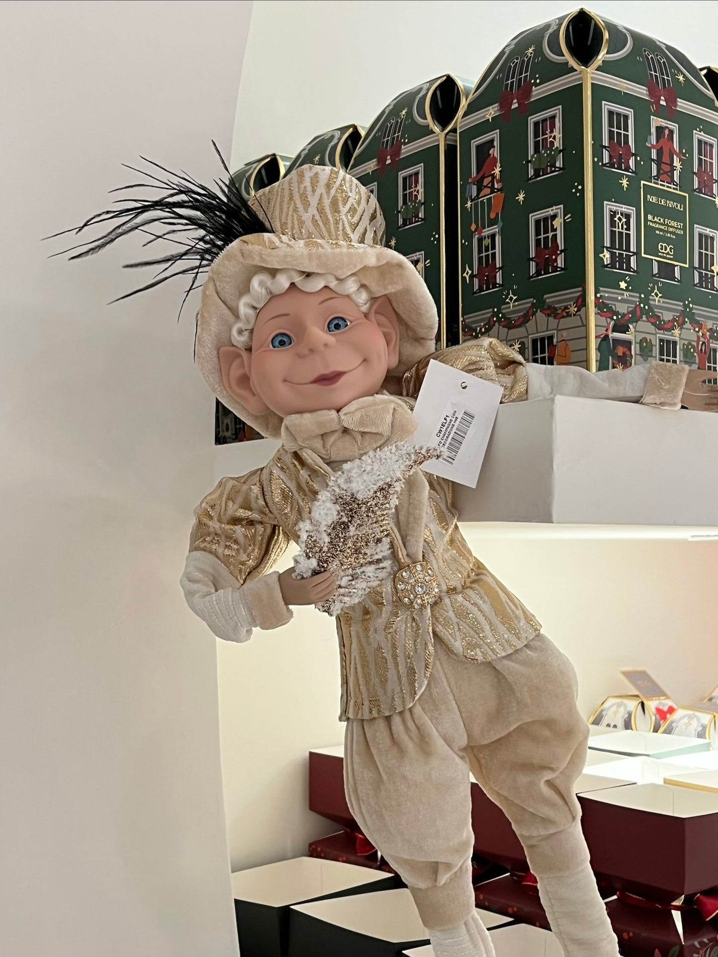 Fiori Di Lena. Elfo Champagne Con Decorazione H45