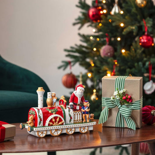 Villeroy & Boch - Christmas Toy's locomotiva multicolore, Natale, decorazione natalizia per interni, statuetta per tavolo, mensola e davanzale, statuetta decorativa, decorazione invernale, porcellana