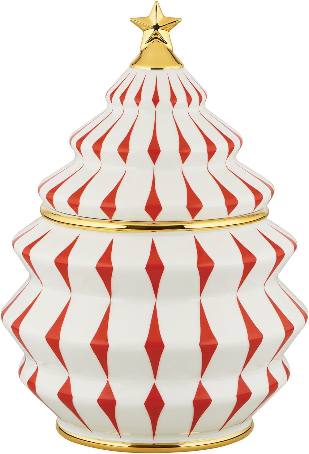 Alessi Delight NZ02 - Contenitore per Biscotti Natalizio, in Porcellana, Rosso, Bianco e Oro