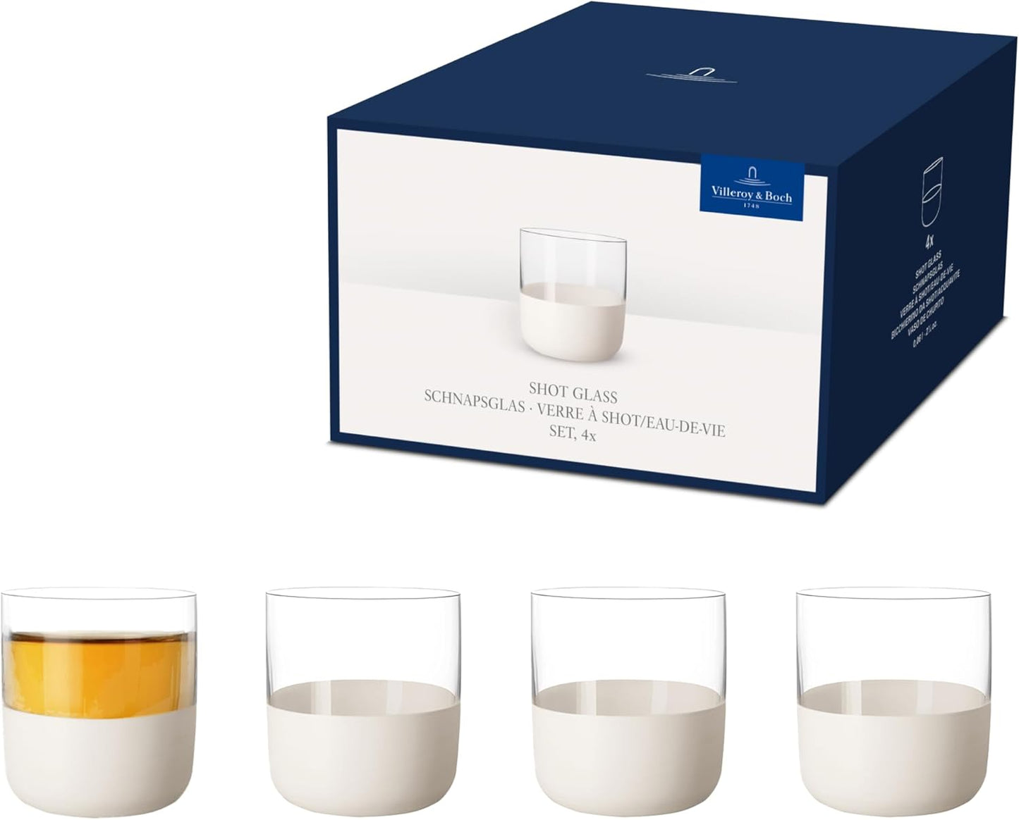 Villeroy & Boch-Manufacture Bicchierino Da Shot Cristallo Bianco, 40 Ml, Set 4 Pezzi