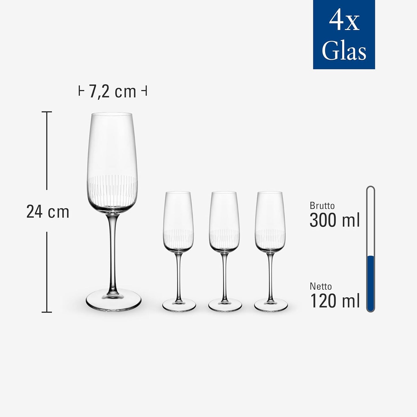 Villeroy & Boch - Afina bicchiere da champagne/spumante set da 4 pezzi trasparente, 120 ml, cristallo