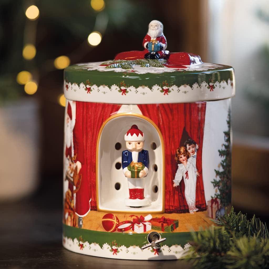 Villeroy & Boch - Christmas Toys, Pacchetto rotondo, Babbo Natale porta i regali, 17 x 17 x 22cm, Porcellana, multicolore