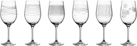 Leonardo Casella 061799 - Set di 6 calici da vino con motivi, lavabili in lavastoviglie, per vino rosso, calice da vino bianco, 430 ml