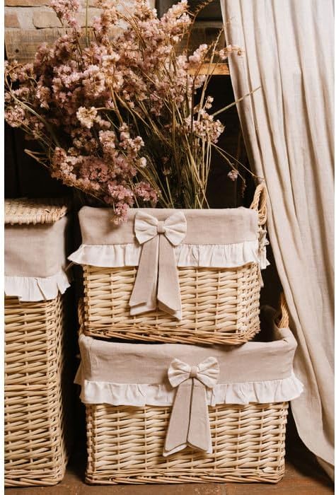 Nuvole di stoffa Set due cestini di vimini con manici D 44X33x30 CM