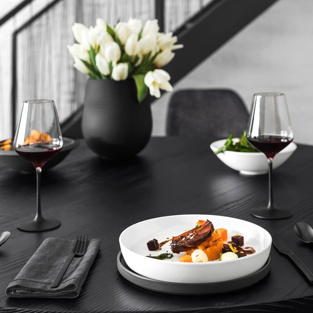 Villeroy & Boch - La Boule Black & White, set da tavola 7 pezzi per due persone, Porcellana Premium