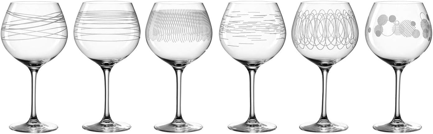 Leonardo Casella 061800 - Set di 6 bicchieri da vino rosso, 630 ml, con motivi, lavabili in lavastoviglie, resistenti agli urti, bicchieri da vino rosso, 6 pezzi