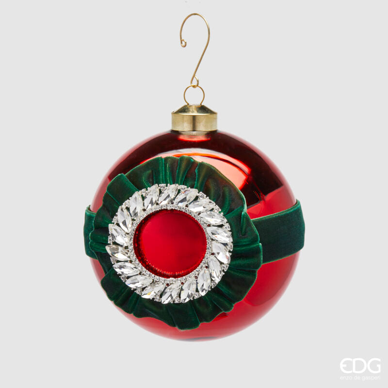 Edg Enzo De Gasperi Addobbo Palla Strass Red D 12 Cm
