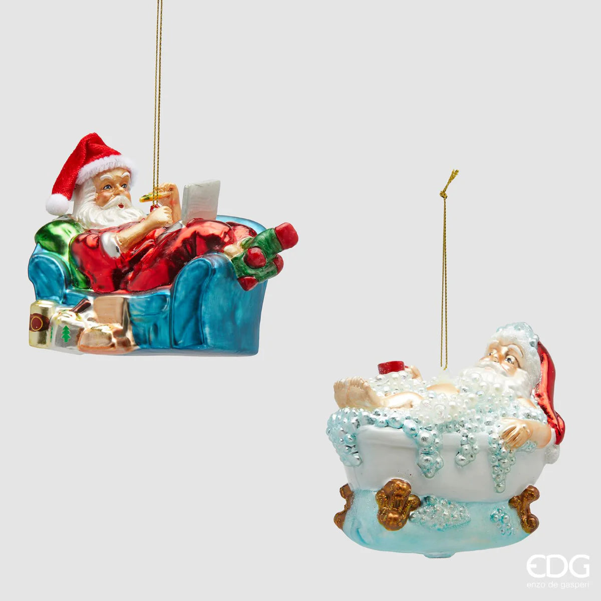 EDG Enzo De Gasperi Babbo Natale in relax decorativo in vetro Natale