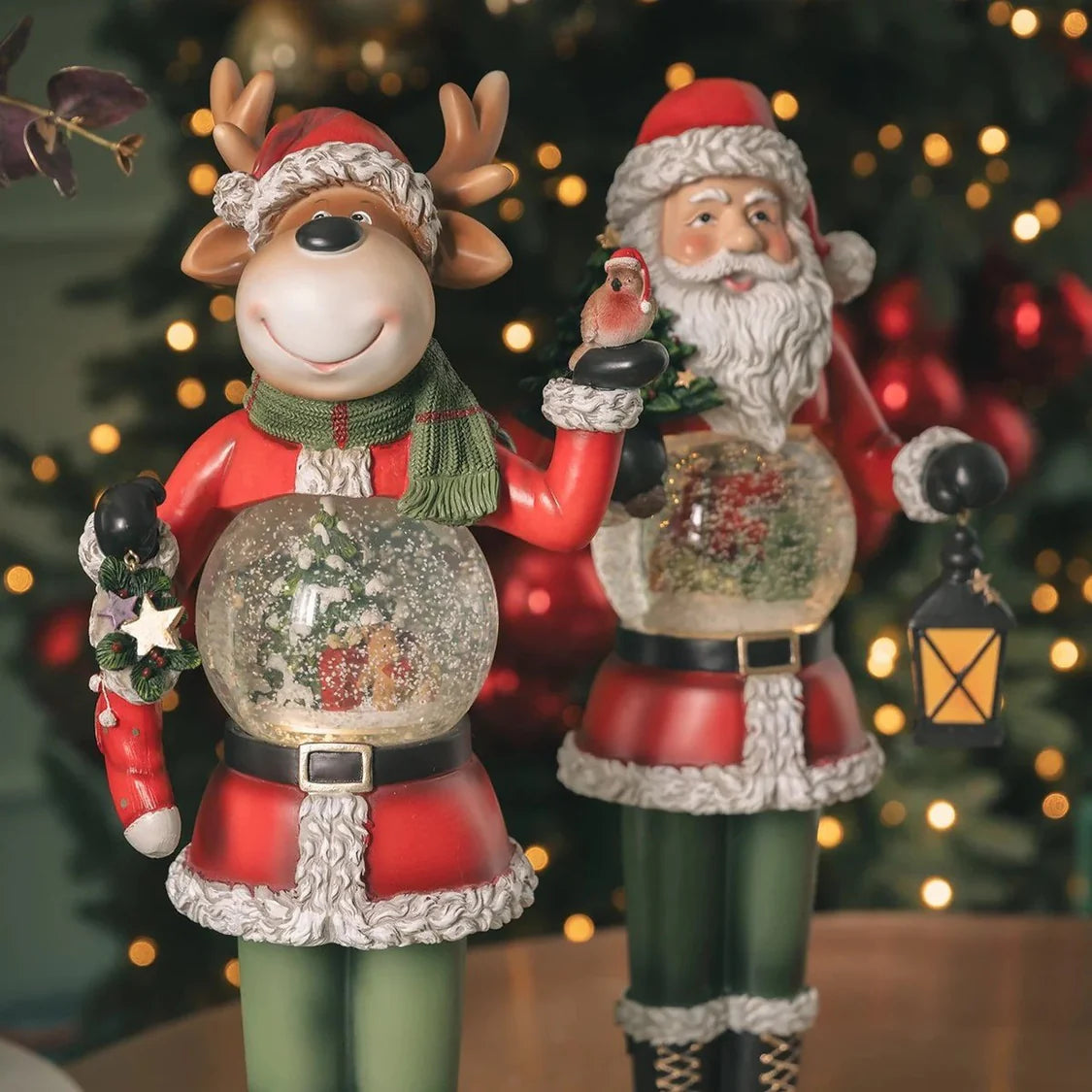 EDG Enzo De Gasperi Sferacqua Babbo Natale Lanterna con Led H 50 Cm D 13 Cm Green Red