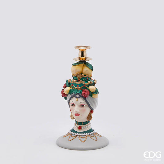 EDG Enzo De Gasperi - Portacandela Sicily Poly Verde H31 cm