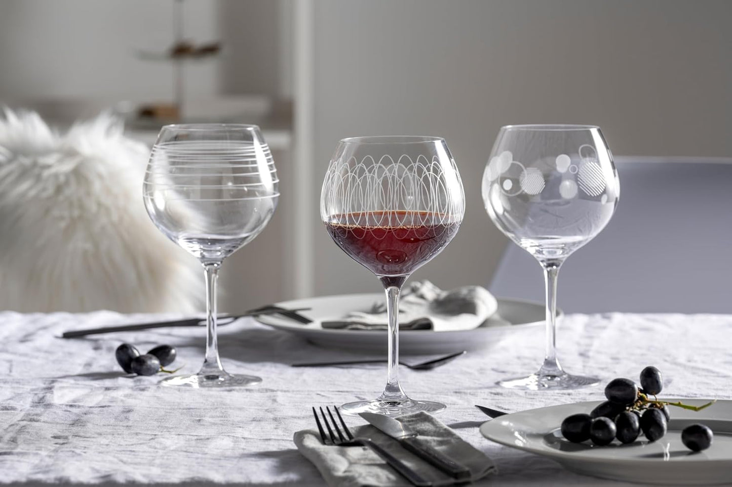 Leonardo Casella 061800 - Set di 6 bicchieri da vino rosso, 630 ml, con motivi, lavabili in lavastoviglie, resistenti agli urti, bicchieri da vino rosso, 6 pezzi