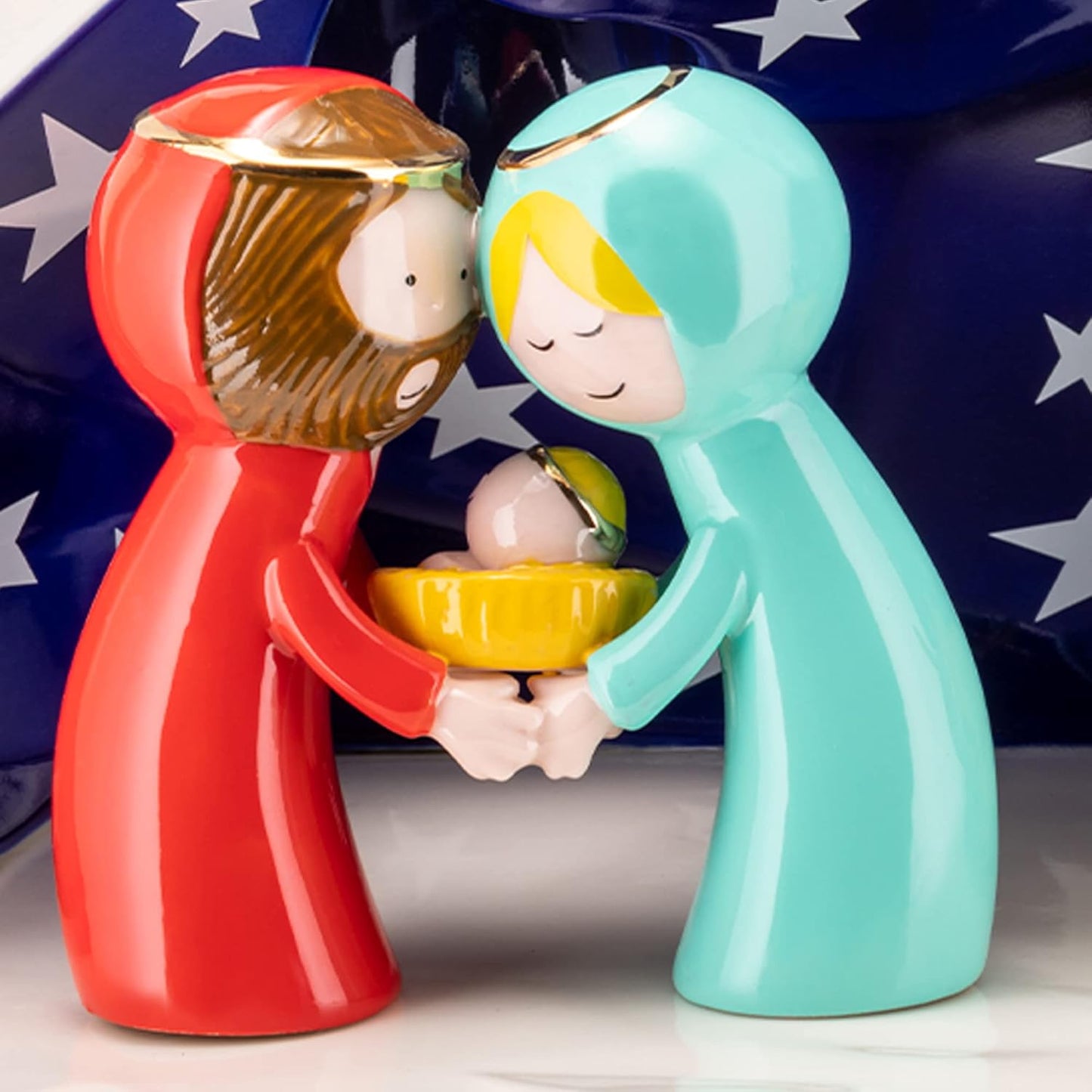 Alessi Happy Eternity AGJ01 W -Natività- Presepe di Design in Porcellana Decorata a Mano con Statuine della Sacra Famiglia, 5 Pezzi