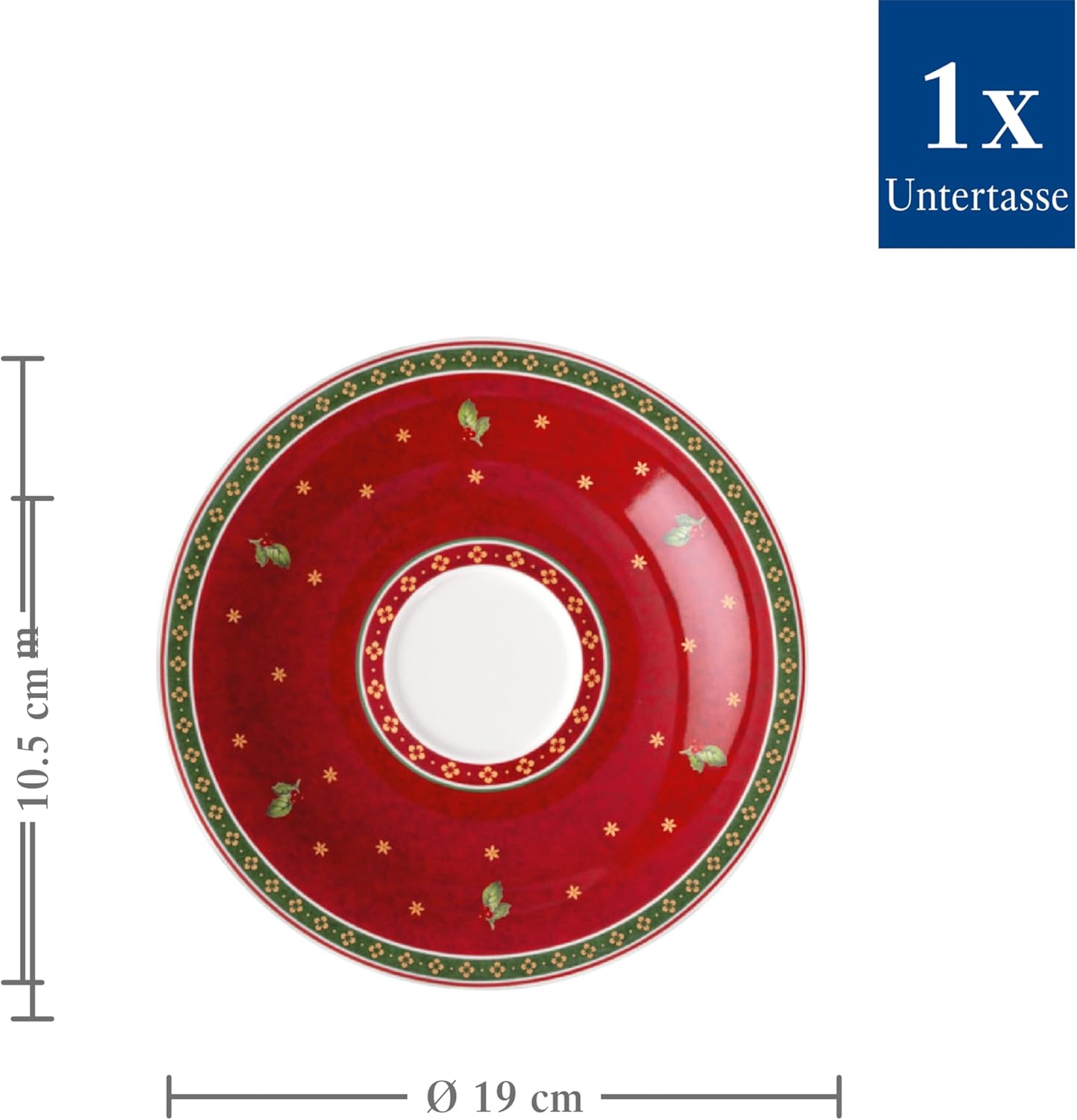 Villeroy & Boch – Toy's Delight Specials piattino per tazza da caffellatte, piccolo piatto in porcellana con motivo natalizio, 19 cm Ø,