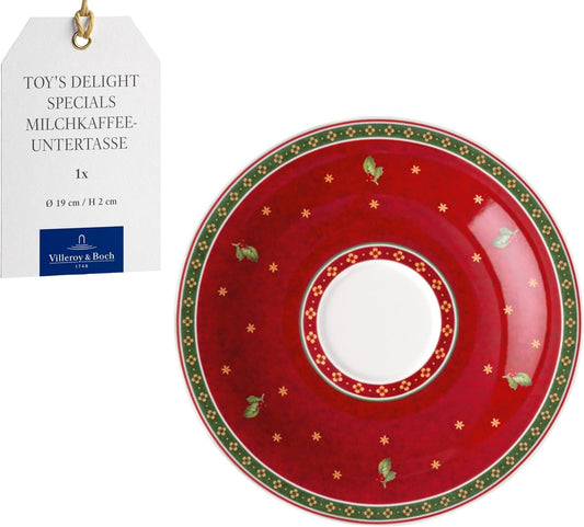 Villeroy & Boch – Toy's Delight Specials piattino per tazza da caffellatte, piccolo piatto in porcellana con motivo natalizio, 19 cm Ø,