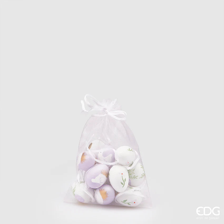 EDG Enzo De Gasperi Decorazione Uovo Chioccia Set 12 Pezzi H4 cm Lavanda