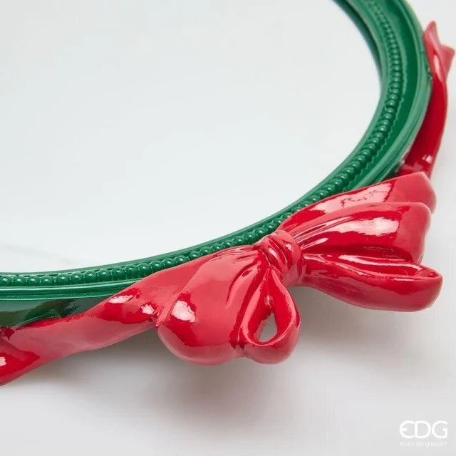 Edg Enzo De Gasperi Vassoio Decorativo Ovale con Fiocchi 51 cm Verde Rosso