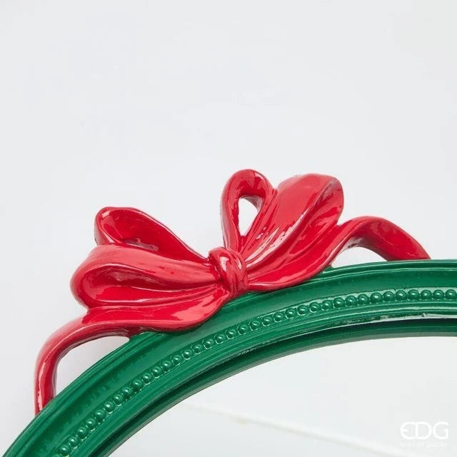 Edg Enzo De Gasperi Vassoio Decorativo Ovale con Fiocchi 51 cm Verde Rosso