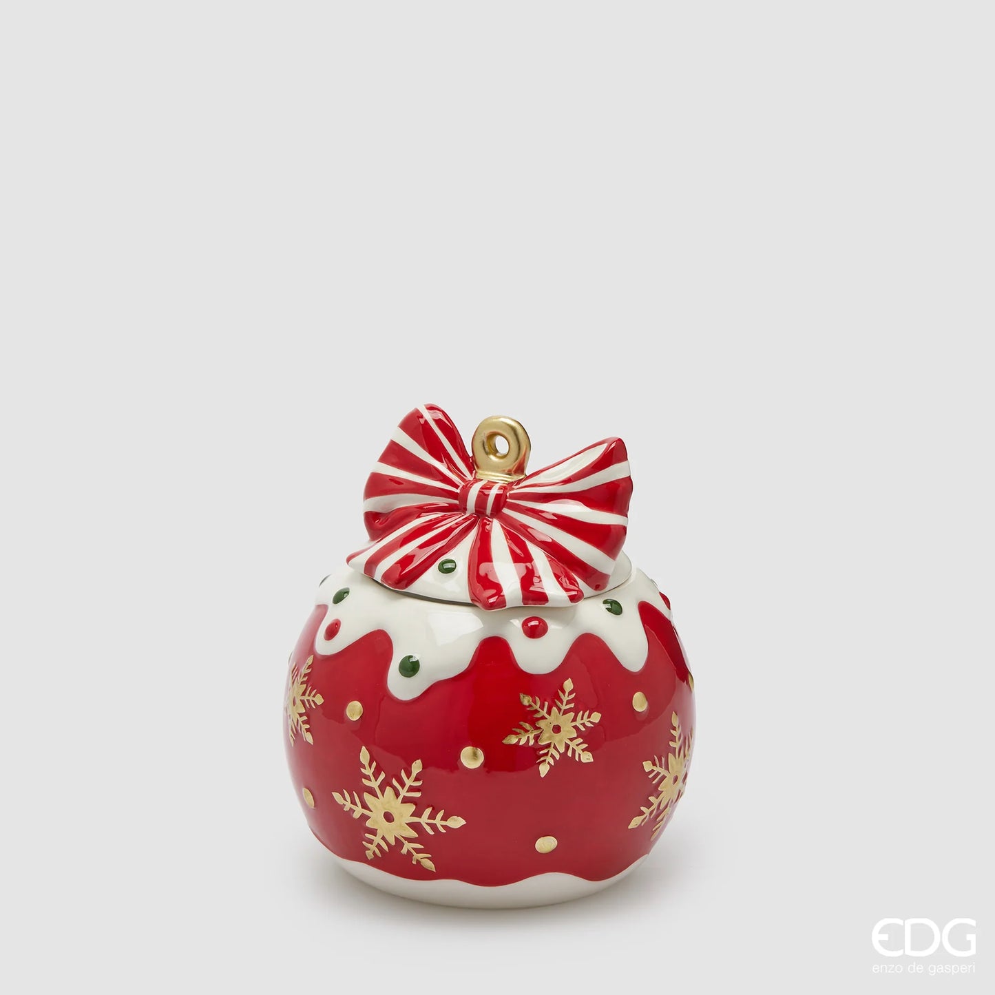 EDG Enzo De Gasperi Contenitore Natalizio Palla di Natale XMAS Rosso H17,5 D16 cm