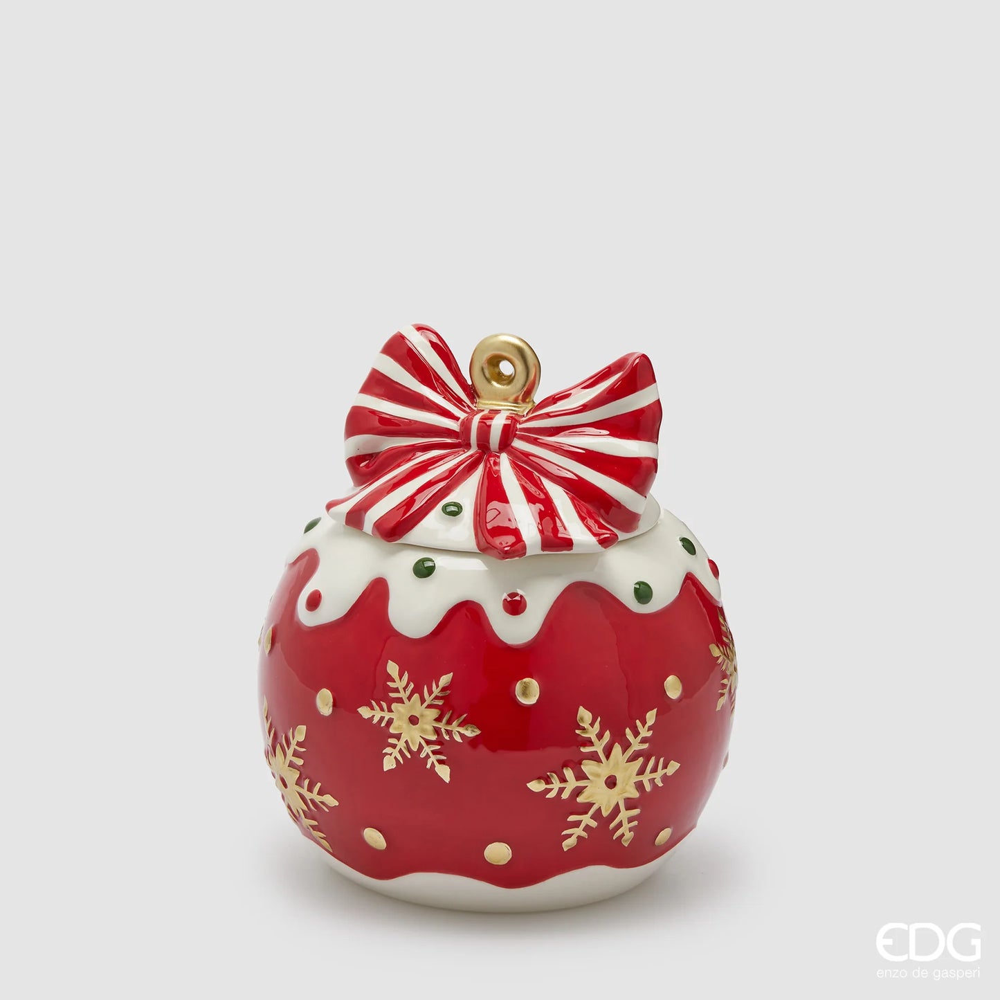 EDG Enzo De Gasperi Contenitore Natalizio Palla di Natale XMAS Rosso H21 D18,5 cm