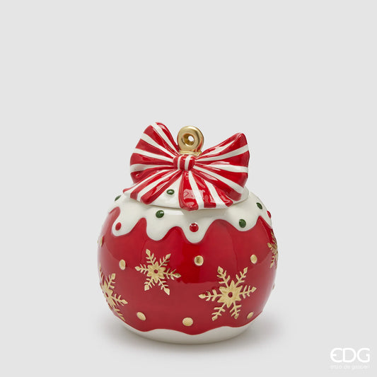 EDG Enzo De Gasperi Contenitore Natalizio Palla di Natale XMAS Rosso H21 D18,5 cm