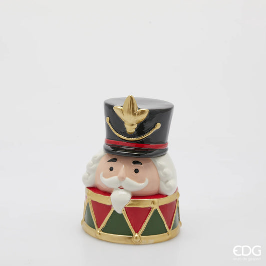 EDG Enzo De Gasperi Contenitore Natalizio in vetro Soldatino con Tamburo H23 cm