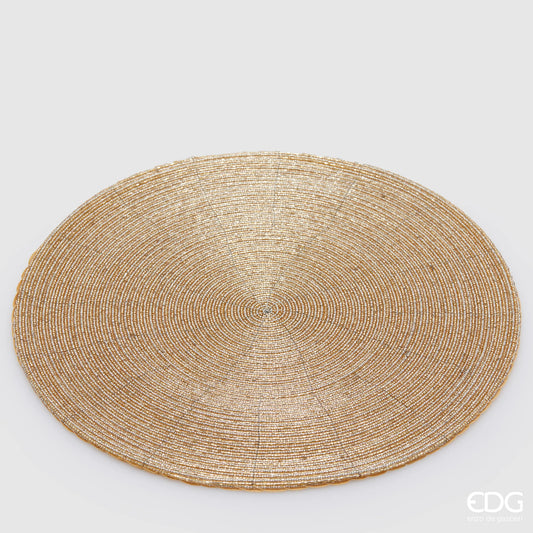 EDG Enzo de Gasperi Sottopiatto Rotondo Perline Oro D36 cm