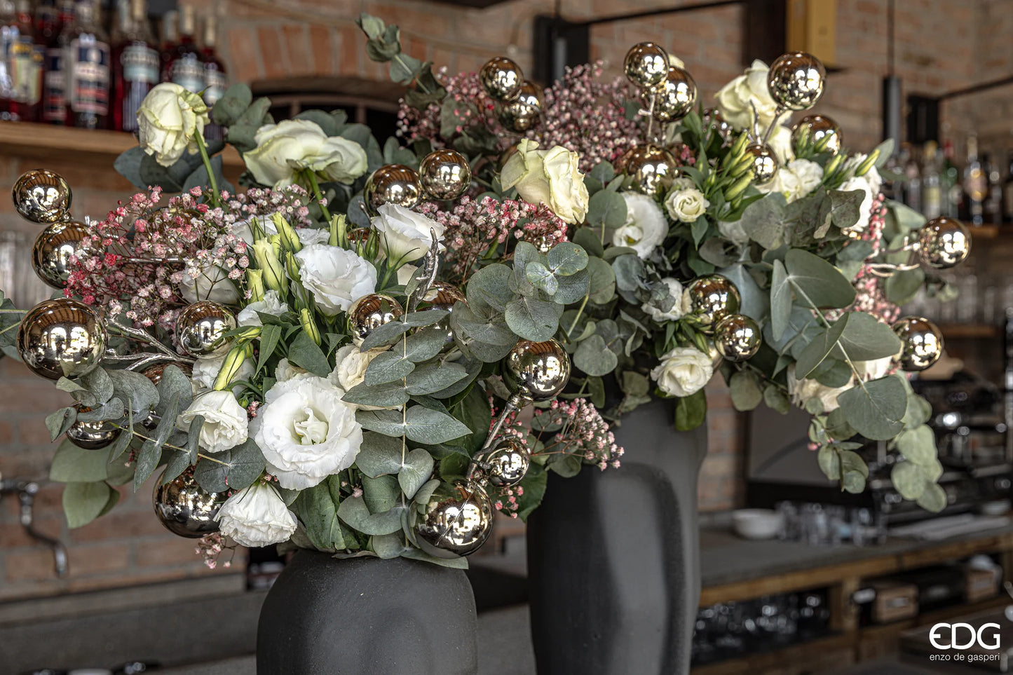 EDG Enzo De Gasperi Decoro Ramo Palle Mix H53 cm Argento