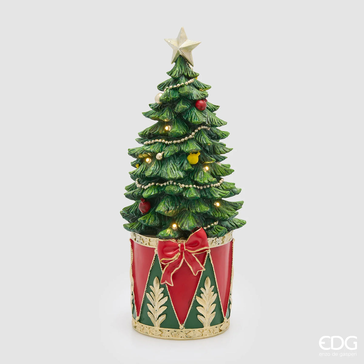 EDG Enzo De Gasperi Decoro Pino Su Tamburo con led H37 D16 cm