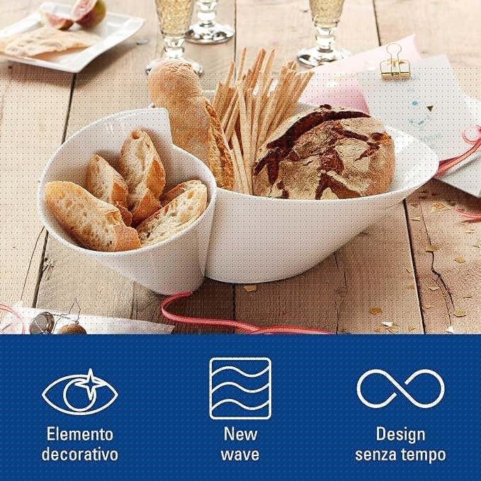 Villeroy & Boch NewWave Doppia Scodella Eye-Catcher Porcellana Premium, Bianco