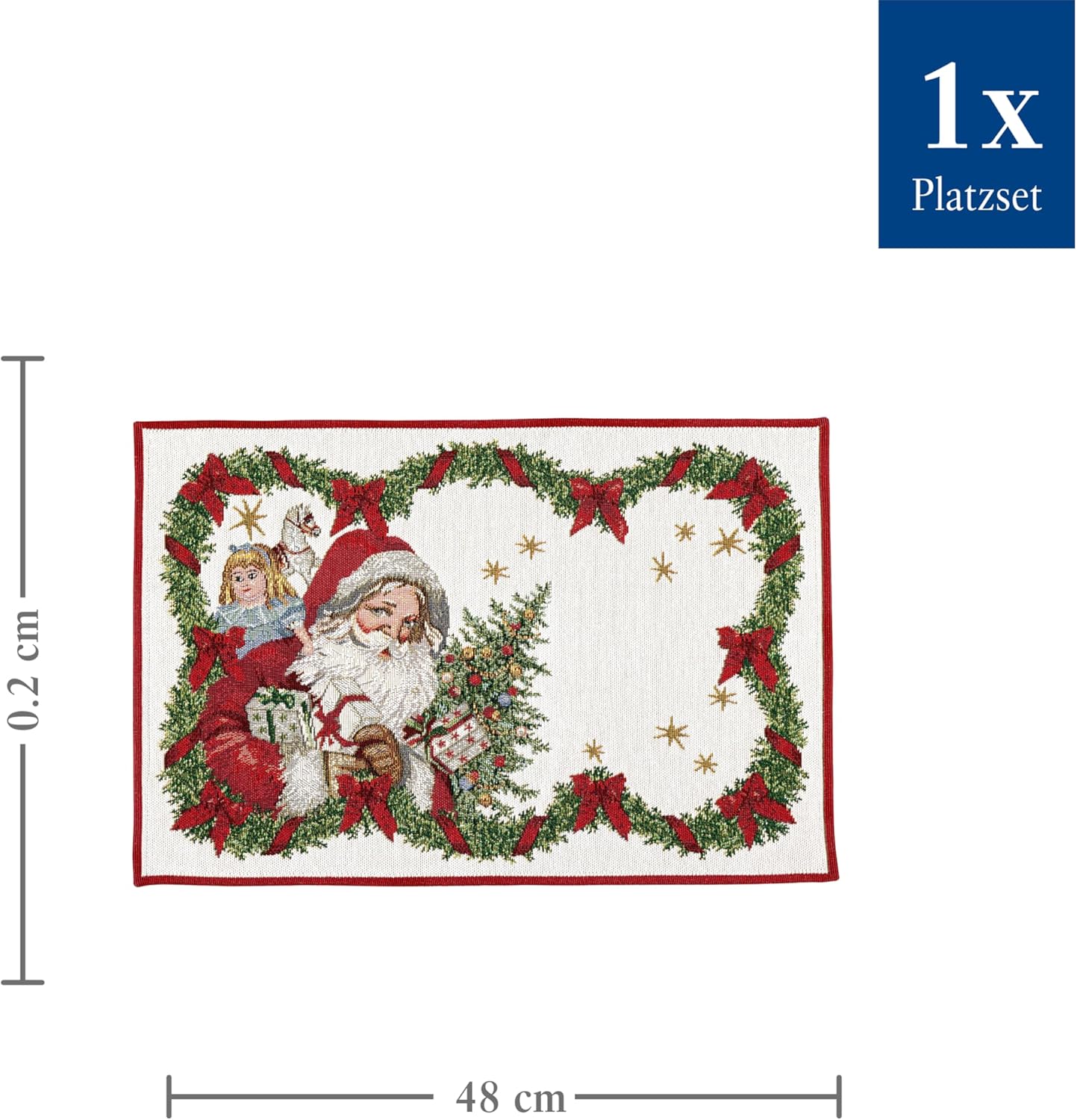 Villeroy & Boch – Toy's Fantasy Tovaglietta gobelin, motivo Babbo Natale, multicolore, 32 x 48 cm, cotone, lavabile in lavatrice