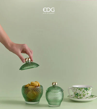 EDG Enzo De Gasperi Contenitore Micro Quadretti Bombato H14,5 cm Verde
